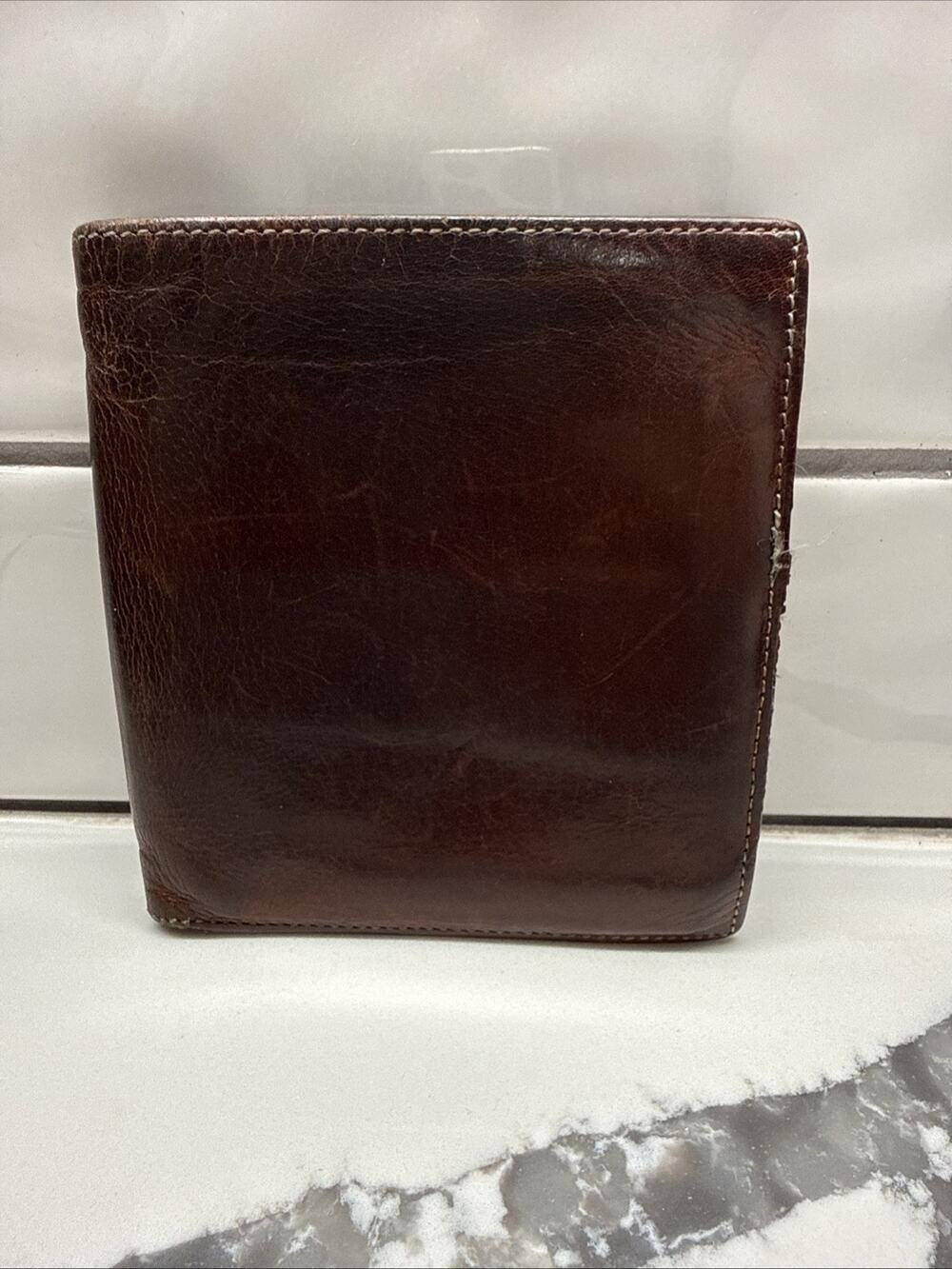 Vintage BOSCA Water Buffalo Bi-Fold Leather Wallet 4.5” X 4.5”